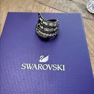 Swarovski Silver Spiral Crystal Ring